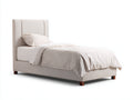 Lit simple rembourré en tissu 200x97x104 cm - beige - adapté à la chambre - style scandinave
