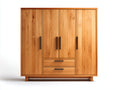 Armoire en bois d'ingénierie à 4 portes et 2 tiroirs 168x57x196 cm - bois naturel - adaptée à la chambre - style contemporain