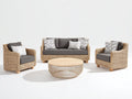 Canapé de jardin en rotin synthétique 190x82x78 cm - rotin naturel gris - adapté à l'extérieur - style naturel avec table basse