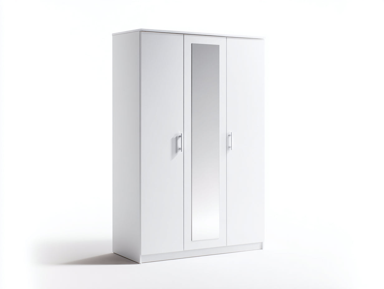 Armoire en bois 115x54x178 cm - blanc - rangement pour chambre avec miroir