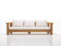 Canapé de jardin en bois et tissu 208x80x77 cm - bois clair blanc - adapté à l'extérieur - style naturel contemporain