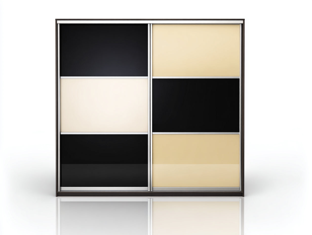 Armoire à portes coulissantes 180x60x210 cm - noir crème doré - adaptée à la chambre - design contemporain