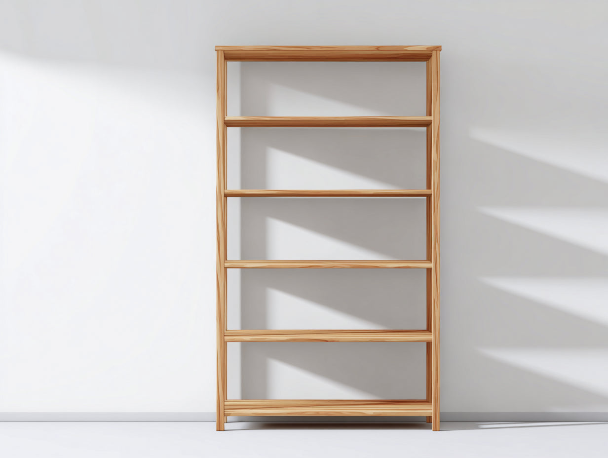 Bibliothèque en bois 90x35x180 cm - bois clair - salon et entrée design ouvert