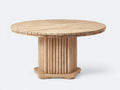 Table de jardin ronde en bois 132x132x75 cm - bois clair - design contemporain - adaptée à l'extérieur