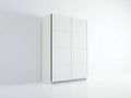 Armoire en bois d'ingénierie à portes coulissantes 145x60x205 cm - blanc - adaptée à la chambre - style moderne