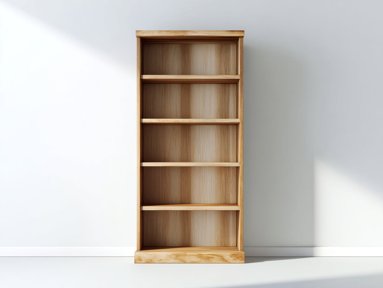 Bibliothèque ouverte en bois 76x31x185 cm - bois naturel - design moderne - adaptée au salon