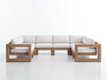 Canapé de jardin modulable en bois 245x210x76 cm - bois clair-blanc - adapté à l'extérieur style contemporain