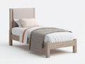 Lit simple en bois avec tête rembourrée 202x99x102 cm - bois clair-beige - chambre style naturel