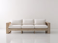Canapé de jardin en bois et tissu 202x83x76 cm - bois clair beige - adapté à l'extérieur - style minimaliste naturel