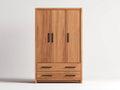 Armoire en bois 110x55x180 cm - bois naturel-noir - rangement pour chambre design contemporain