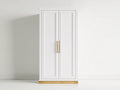 Armoire à 2 portes battantes 100x55x205 cm - blanc et or - adaptée à la chambre - style classique