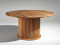 Table de jardin ronde en bois 140x140x76 cm - bois naturel - design contemporain - adaptée à l'extérieur
