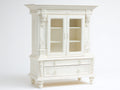 Bibliothèque vitrée en bois 108x41x165 cm - blanc ivoire - style classique - adaptée au salon