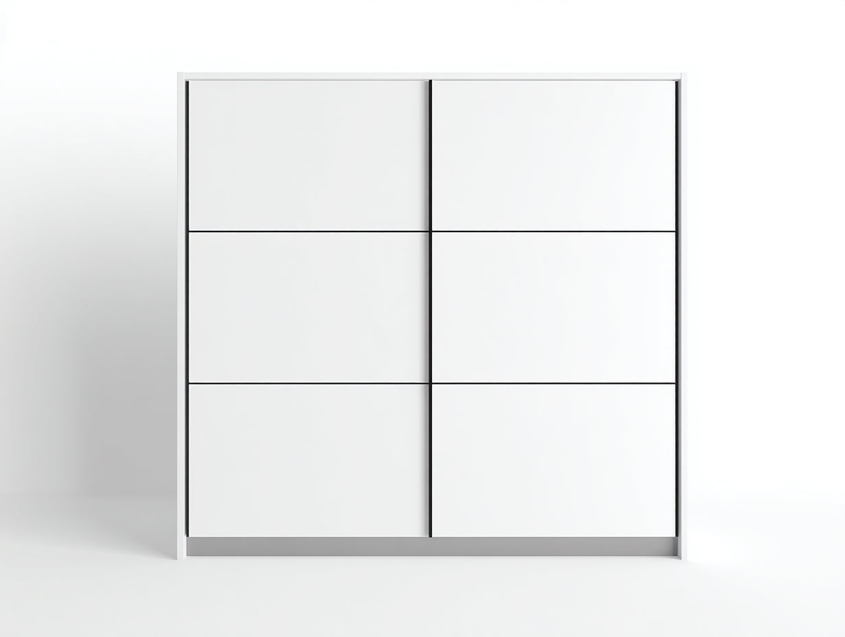 Armoire en bois d'ingénierie à portes coulissantes 155x58x190 cm - blanc - adaptée à la chambre - style minimaliste
