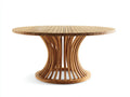 Table de jardin ronde en bois 130x130x76 cm - bois naturel - design contemporain - adaptée à l'extérieur