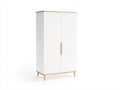 Armoire en bois 100x52x180 cm - blanc-bois clair - rangement pour chambre design moderne