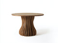 Table de jardin ronde en bois 140x140x76 cm - brun - usage extérieur design ondulé