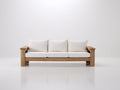 Canapé de jardin en bois et tissu 198x82x78 cm - bois clair blanc - adapté à l'extérieur - style naturel contemporain
