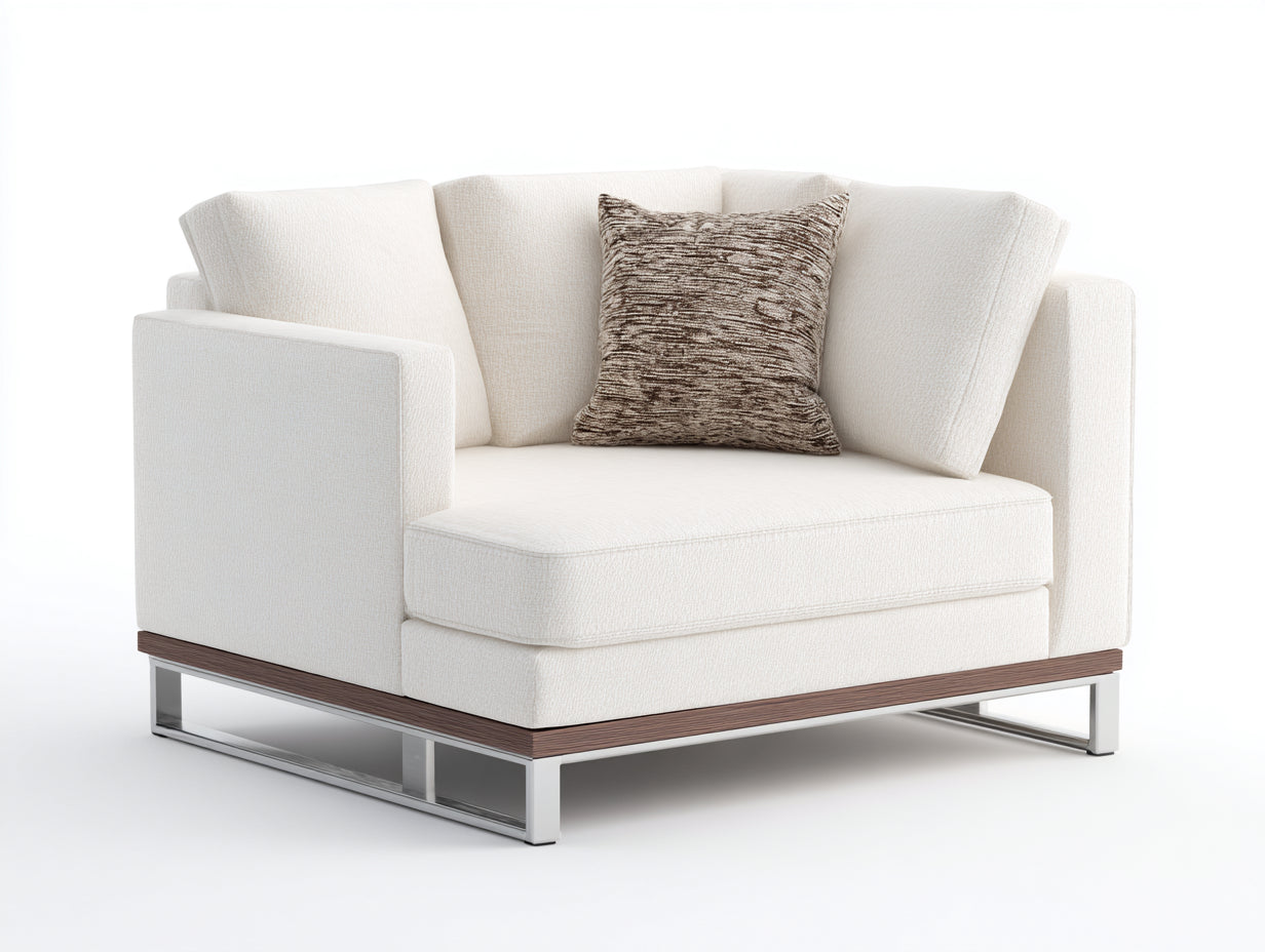 Canapé de jardin en tissu et métal 132x96x82 cm - blanc - adapté à l'extérieur - style contemporain