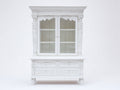 Bibliothèque vitrée en bois 112x43x178 cm - blanc - style classique - adaptée au salon