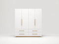 Armoire en bois 120x55x165 cm - blanc-bois clair - rangement pour chambre design contemporain