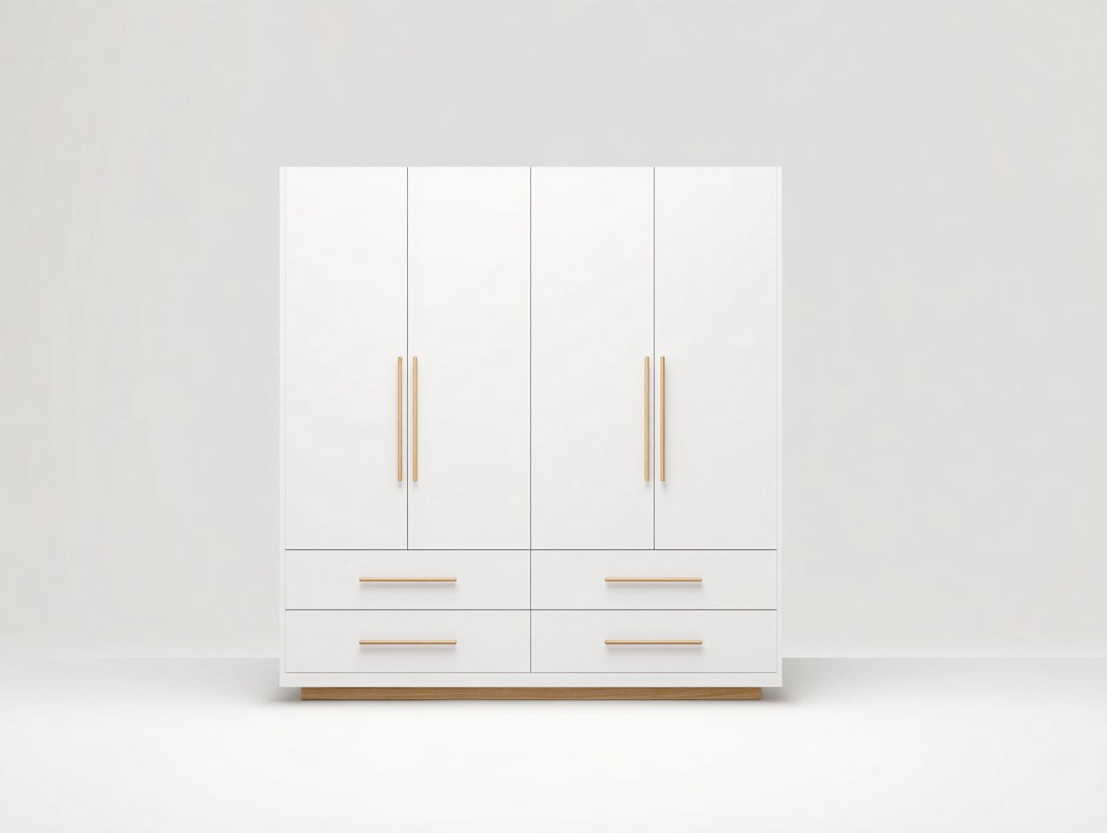 Armoire en bois 120x55x165 cm - blanc-bois clair - rangement pour chambre design contemporain