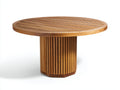 Table de jardin ronde en bois 128x128x75 cm - bois naturel - design contemporain - adaptée à l'extérieur
